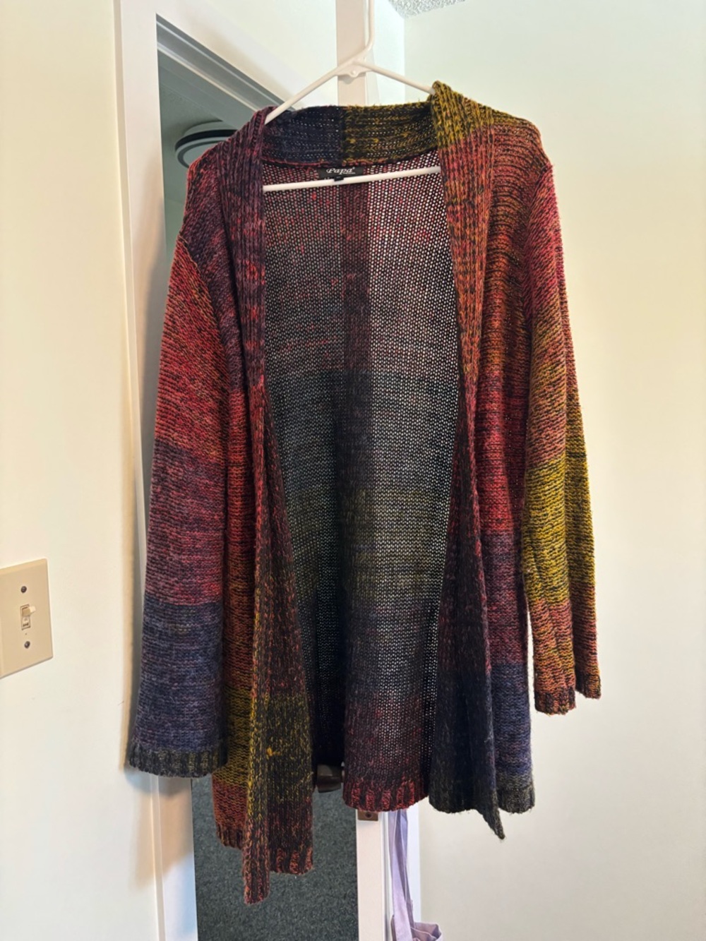 Multicolor Open-Front Knit Cardigan Sweater - Women